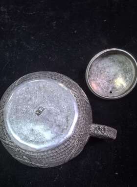 仿古做旧复古纯铜镀银茶壶 铜摆件工艺品文创市集套装收藏摆件