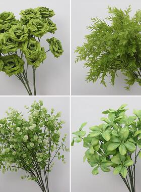 彷真绿植婚庆绢花婚礼堂装饰森系场景布置插花吊顶花商场造景花材