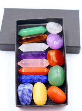 天然水晶六角柱宝石水晶瑜伽石礼盒装饰DIY搭配套装虎眼石工艺品