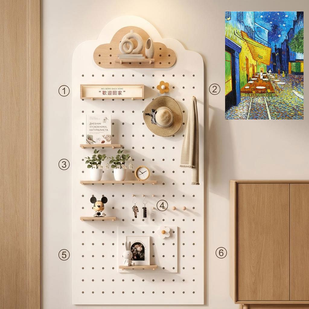 Solid wood hole board custom wall shelf shape wall desktop entrance entrance no punching wall hanging desk hanging board