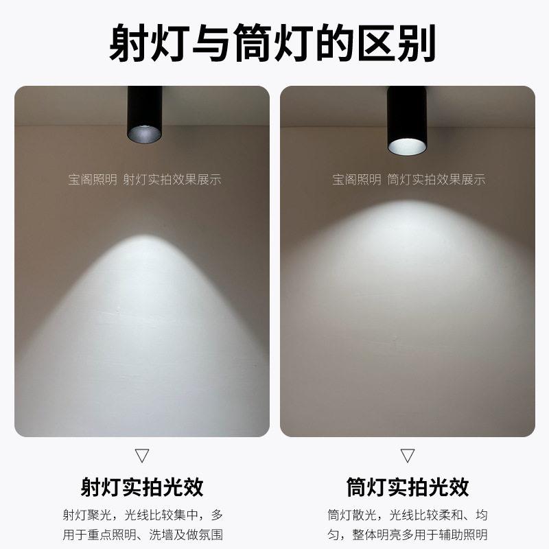 LED surface-mounted adjustable angle spotlights deep-hidden anti-glare hole-free household COB small hill surface-mounted anti-glare downlights