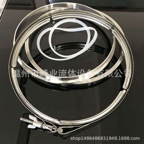 0不锈钢桶箍v型槽排气管抱沟槽卡冲压法兰快装FMR箍箍4管卡成套 - 图0