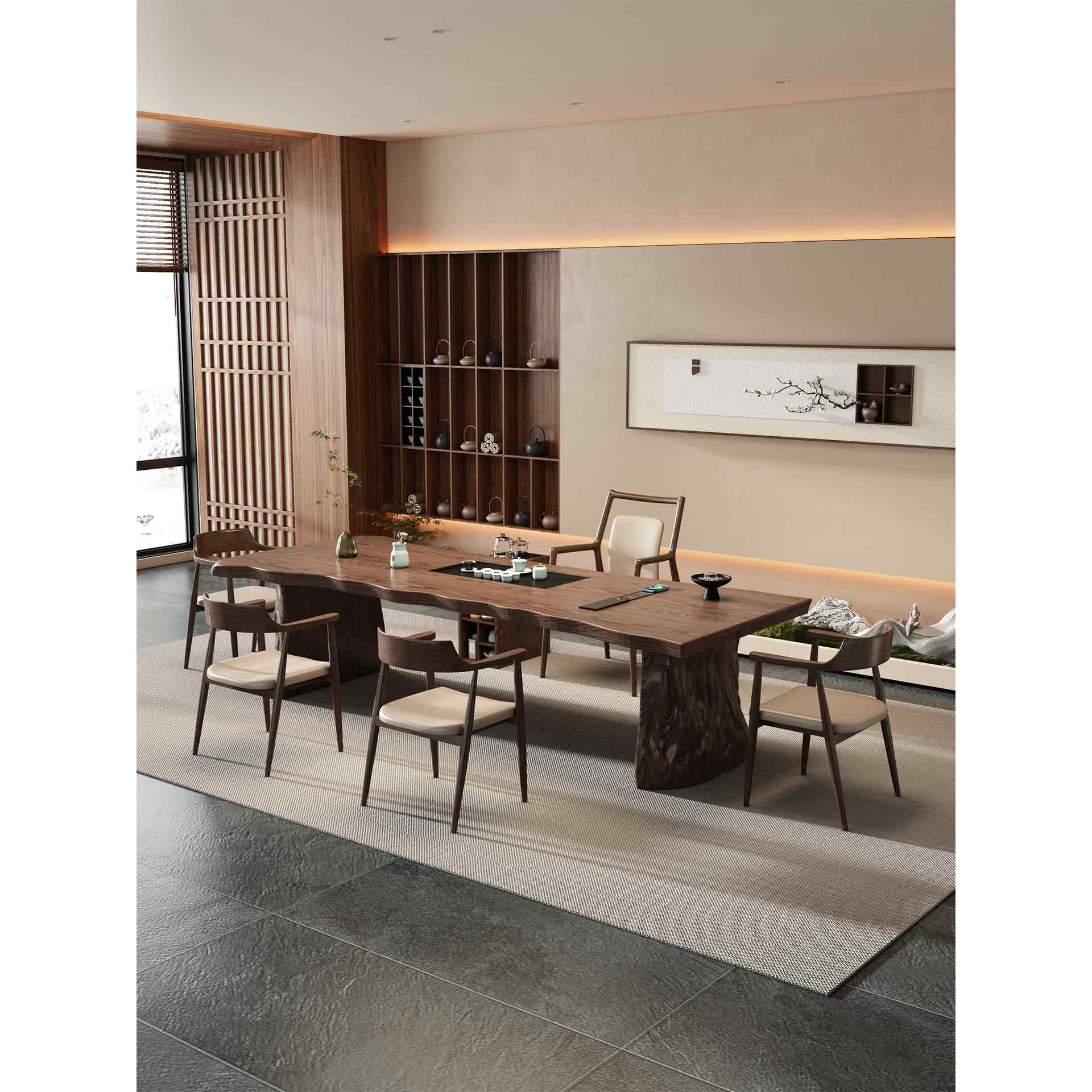 宋代美学禅意茶桌实木大板办公室接待泡茶台2025新款高端客厅家用,淘宝优惠券,粉丝福利购,淘宝优惠卷