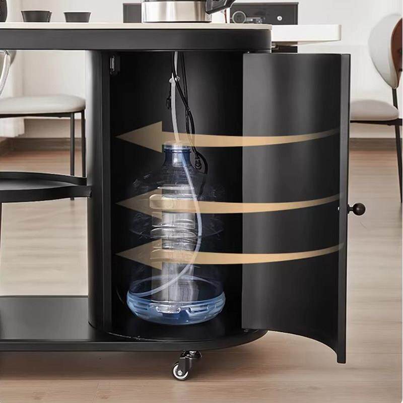 Mobile coffee table modern simple round side table with wheels trolley living room storage tea set storage cart balcony tea table
