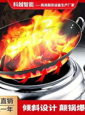 明钢双头炒炉商用食堂电磁大锅灶酒店炒灶15KW双头尾电磁炒炉