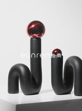 简约代现奢软装饰品树脂几何球体摆件样板房间居桌面玄TB-63459轻