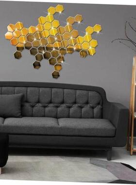 12Pcs 3D Mirror Wall Sticker Home Decor Hexagon Decorations