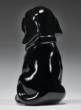 黑色陶瓷狗摆件可爱十二生肖小狗狗吉祥物旺财客厅房屋补角装饰品