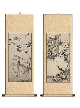 卷轴挂画八希勒朱易国画水墨荷花写意水墨画中国客厅入口装饰画