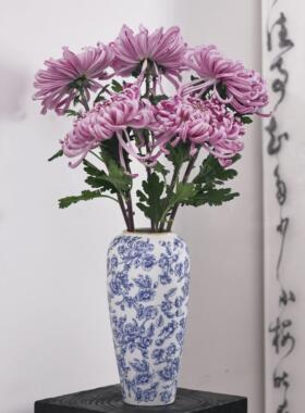新中式陶瓷花瓶复古怀旧手工青花瓷陶罐客厅玄关宋代美学插花摆件