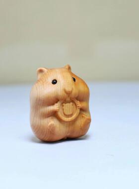 木质工艺品礼品创意可爱动物摆件小木雕仓鼠猫咪木质摆件