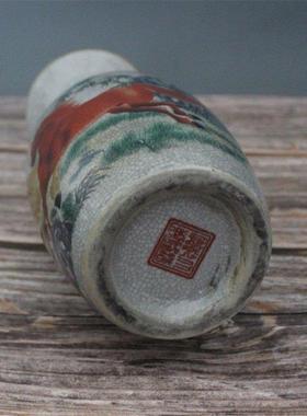 特惠景德镇古董陶瓷立得成功画双耳花瓶家居装饰陈列柜饰品收藏老