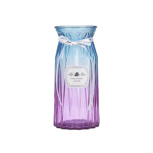 创意渐变玻璃花瓶客厅装饰干花插花桌面绿萝水培客厅家居摆件 - 图3