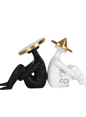 抽象艺术人物件简约现#10287户代轻奢入玄厅关客电视柜酒柜摆壁软