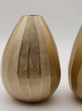 现仿代简约几何形金XUN色树脂蛋形摆花瓶客厅玄关干花插金属饰品