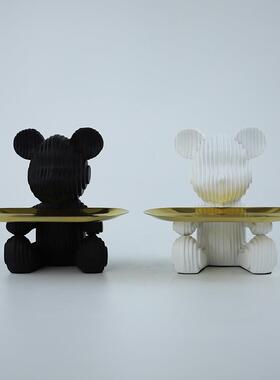 直销新款卡通暴力熊托盘收纳树脂摆件入户玄关客厅桌面电视柜摆件