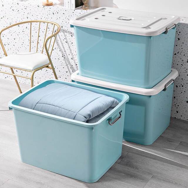 Storage box Large capacity Extra large clothes storage household clothes sorting box Plastic moving thickened storage pulley