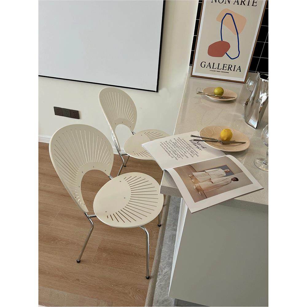 北欧实木贝壳椅奶油风餐桌椅设计师轻奢白色餐椅法式中古家用椅子,淘宝优惠券,粉丝福利购,淘宝优惠卷