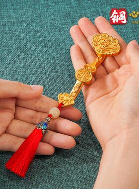 铜摆饰《如意呈祥》书房桌面装饰 黄铜工艺礼品摆饰 解压手把件送