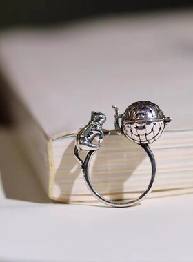 2026镀银复古风香薰球猫咪戒指小众可爱开口香囊香丸可打开厂家直