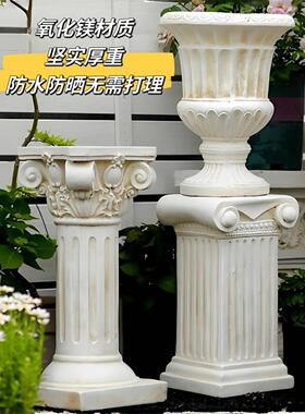 石膏罗马柱展示台底座树脂花园庭院花盆婚庆道具摆件欧式罗马柱