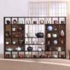Solid wood wall-mounted ancient rack tea cup rack tea set rack purple sand pot storage rack ornament display rack Duobao Pavilion tea rack