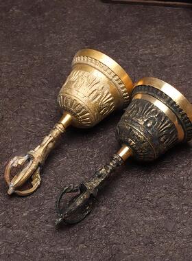 佛具用品黄铜手摇铃铛摇铃纯铜铃铛 金刚杵 铜铃铛 金刚铃 三清铃