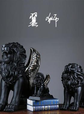 落地翅膀狮子摆件北欧客厅酒柜电视柜装饰品简约办公室陈列艺术品