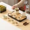 Ru kiln opens to support the family. Outdoor travel tea set. Complete set of tea brewing sets. Ceramic Sancai Cover Bowl Teapot Tea Cup