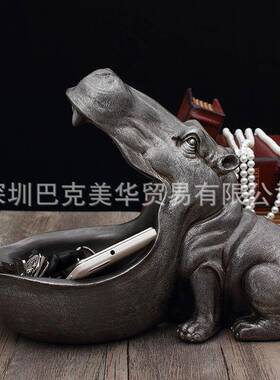 新款直销树脂摆件工艺品河马家居饰品客厅创意装饰酒柜鞋柜玄关钥