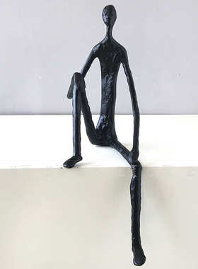 电视柜抽象玄关雕塑黑色书房翘现代脚客厅铸铁人物摆件简约坐姿