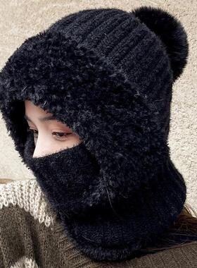 适合妈妈戴的帽子老年人女款帽子冬季新款兔毛针织帽女加绒保暖护