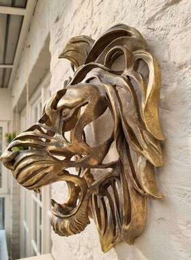 跨境新款 Lion Head Wall Mounted Art 狮子头壁挂艺术金属雕塑