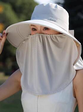 冰丝防晒帽夏季帽子女款2026新款渔夫帽户外骑行面罩遮阳帽太阳帽