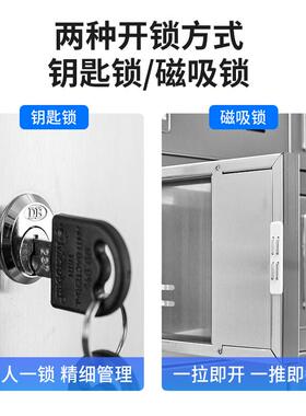 40门消毒不锈钢多格柜紫外线臭氧消毒分餐盘员工储物柜餐厅餐盘柜