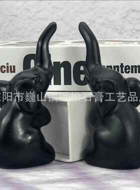 欧式简约设计金色黑色对象动物树脂桌面摆件家居装饰品卧室客厅