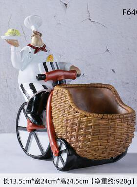 红酒架摆件厨师树脂工艺品西餐厅家居装饰品厨房水果摆设酒柜橱窗