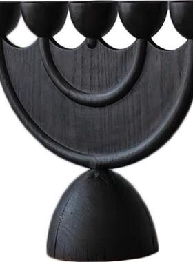 新中式中古侘寂风油画烛台蜡烛安静手绘几何的抽象摆件书房卧室