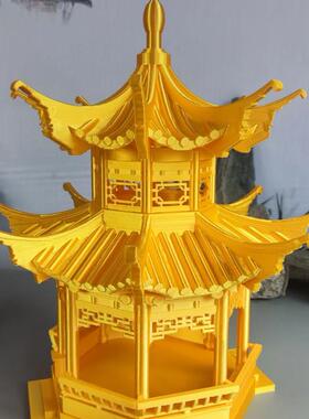 中国风微缩八角凉亭假山鱼缸水陆缸盆景景观造景书桌客厅装饰摆件