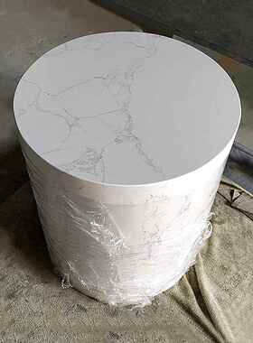 圆柱形大理石底座装饰酒店客厅可达豪华高端落地石装饰展示柱雕塑