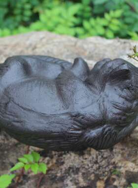 格嘉睿尔复古铸铁工艺品酒吧会所庭院家居装饰品桌面睡猫咪摆件