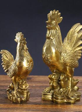 铜公鸡摆件纯福鸡安宅工艺品家桌居装饰品办公室面生肖金鸡摆铜设