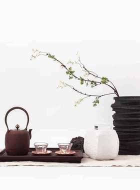 新中式创意陶瓷果盘摆件会所售楼处样板间客厅螺旋花器装饰品摆