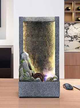 假山DZC园水幕墙高山流水生财喷泉屏花庭别院墅景观办公室落地风