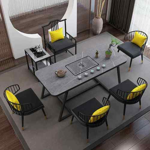 轻奢岩板茶桌椅组合现代简约家用阳台泡茶桌办公茶台茶具套装一体 - 图3