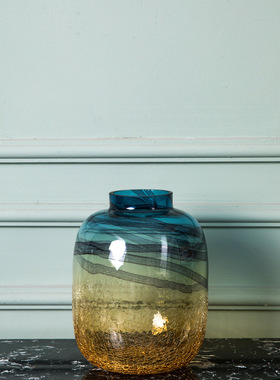 玻璃摆件花瓶 家居 客厅风水培手工插花轻创意渐变器花奢装饰ins