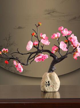 唐艺创意腊梅中式摆件家居装饰品工艺品客厅书房酒柜卧室摆设饰品