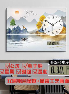 电表箱装饰画带钟表万年历遮挡配电箱配电箱电闸空开盒挂画九鱼图