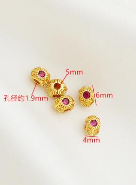 沙金包金保色红色锆石多面菱形隔珠多边批花串珠编绳材料diy饰品