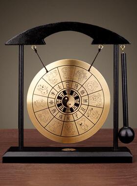 聚缘阁合金风铃摆件双龙百寿铜锣 中式风格国风家居装饰品 创意办